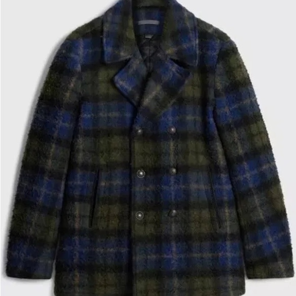 John Varvatos Men’s Carlos Peacoat in Fern